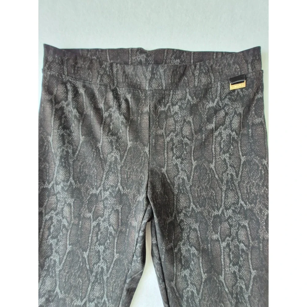 Calvin Klein Women's Snake Print Leggings Size L Black Gray Pull On Stretch